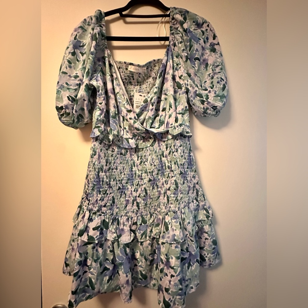 Floral smocked waist dress